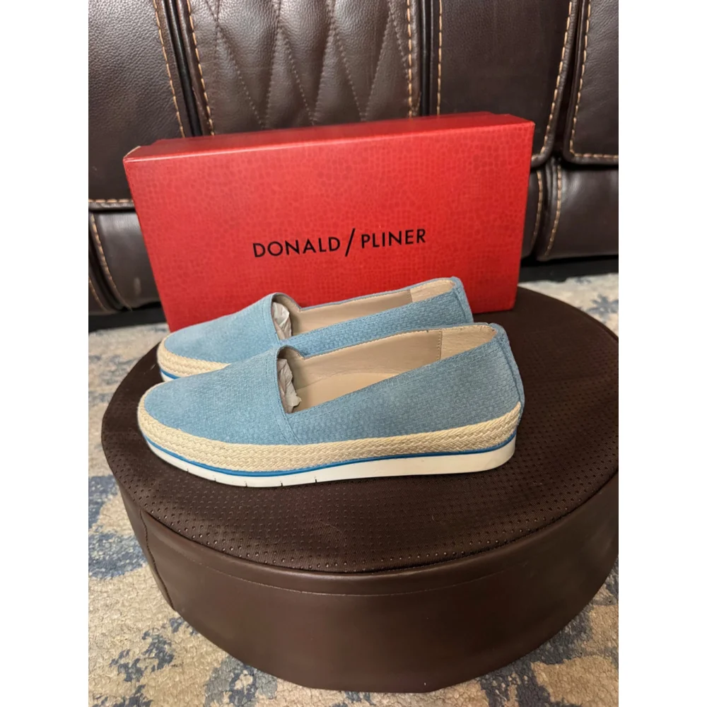 DONALD PLINER | Blue Embossed Suede Espadrille Loafers Size 5